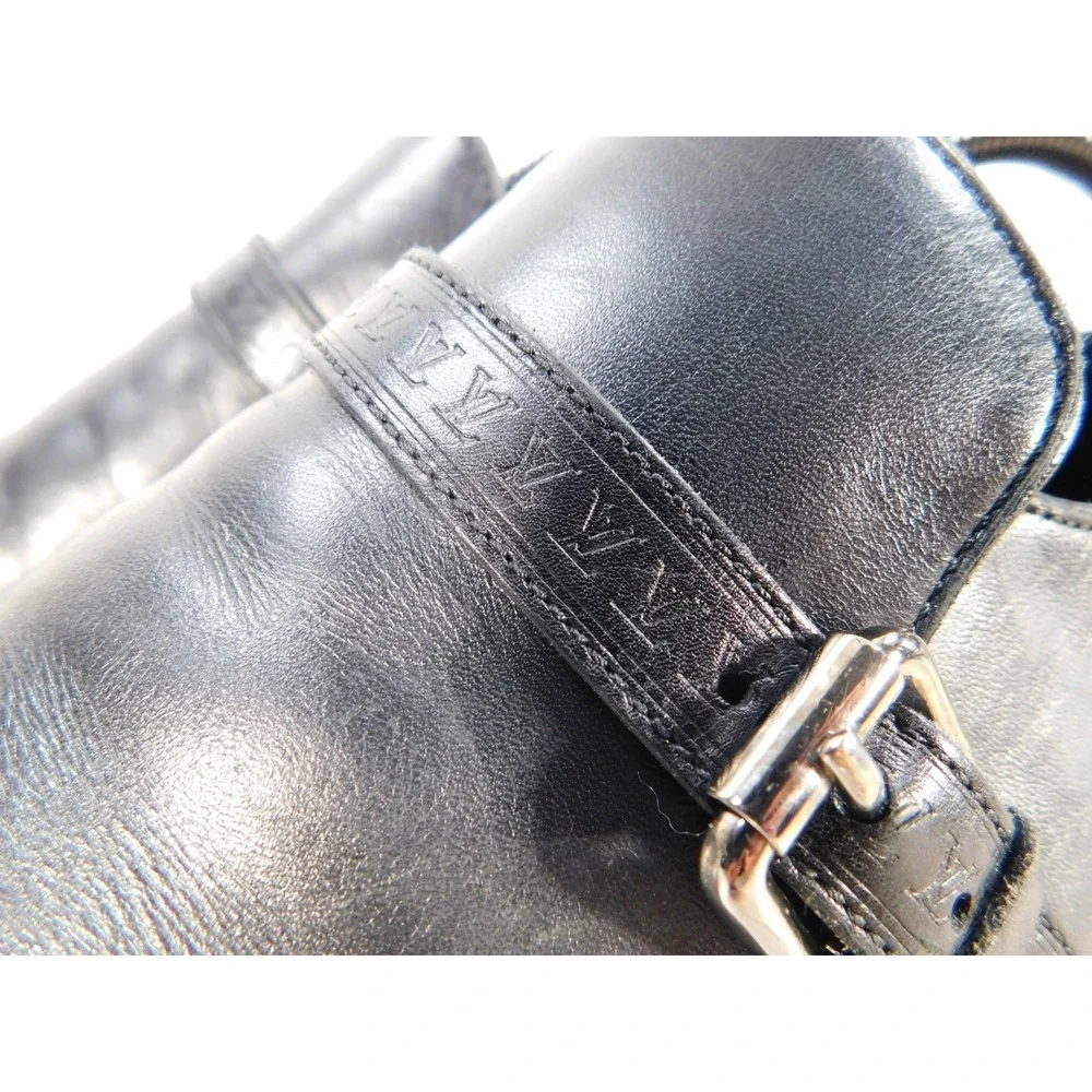 Louis Vuitton Mens Black Leather Single Monk Strap Dress Shoes Size 8M Luxury